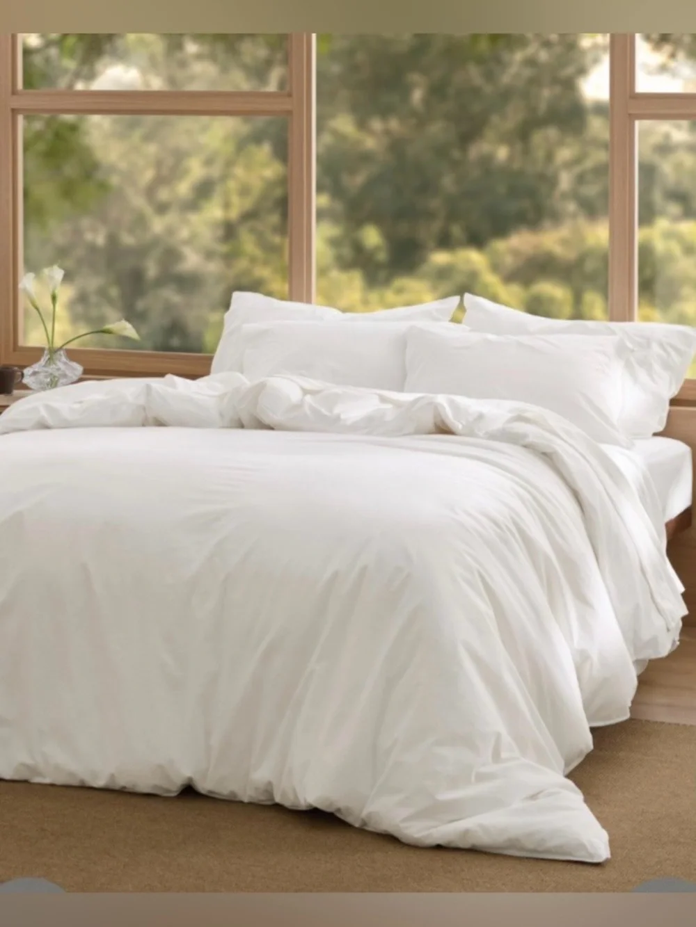 Bedsure Purewoven 100% Cotton LINEN-LIKE Slub Weave DUVET SET QUEEN 3Pc WHITE